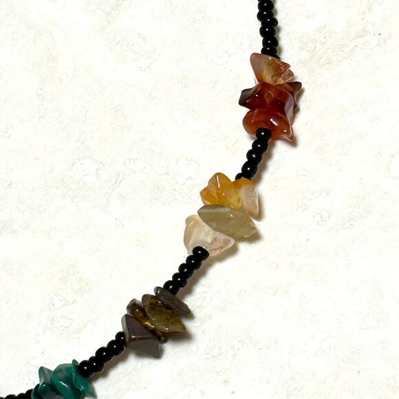 2/$20, Genuine Rainbow Multicolor Gemstone Beaded Short Choker Necklace - Picture 7 of 9